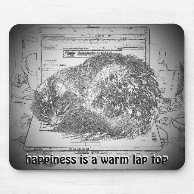 Happiness is a warm lap top Meme Mouse Pad (Front)
