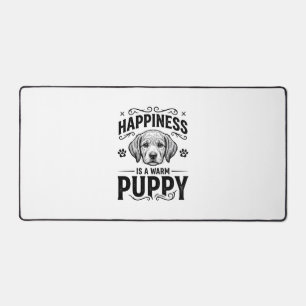 Happiness Is A Warm Puppy Vintage Dog Shirt Design Desk Mat