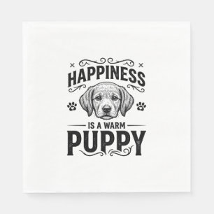 Happiness Is A Warm Puppy Vintage Dog Shirt Design Napkins