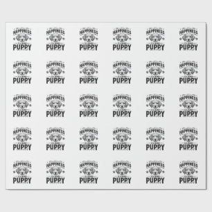 Happiness Is A Warm Puppy Vintage Dog Shirt Design Wrapping Paper