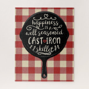 Happiness is a Well Seasoned Cast Iron Skillet Jigsaw Puzzle