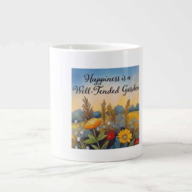 Happiness is a Well Tended Garden Giant Coffee Mug (Front)