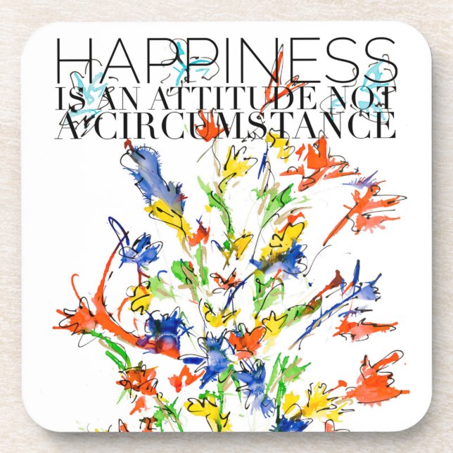 Happiness is an Attitude Fluttering Lovitude Beverage Coaster (Front)