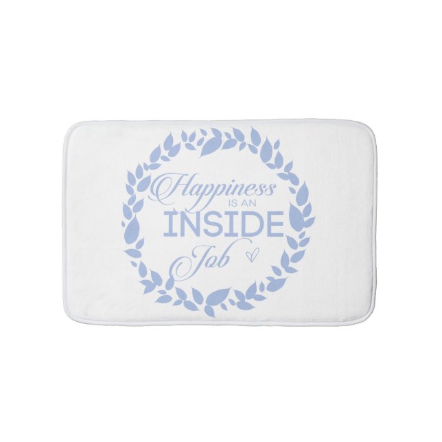 Happiness Is An Inside Job Blue Wreath Bath Mat (Front)