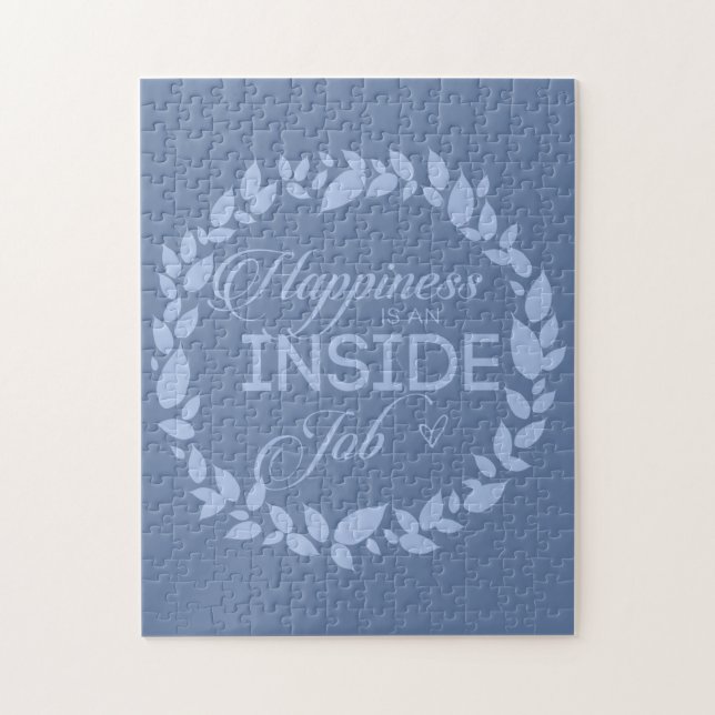 Happiness Is An Inside Job Blue Wreath Jigsaw Puzzle (Vertical)