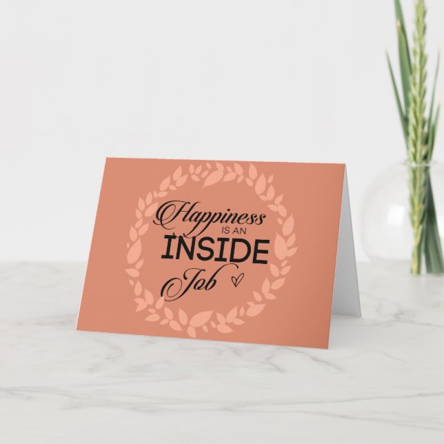 Happiness Is An Inside Job Blush Wreath Card (Front)