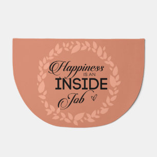 Happiness Is An Inside Job Blush Wreath Doormat