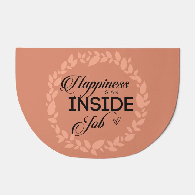 Happiness Is An Inside Job Blush Wreath Doormat (Front)