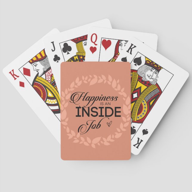 Happiness Is An Inside Job Blush Wreath Poker Cards (Back)