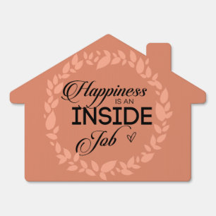 Happiness Is An Inside Job Blush Wreath Sign