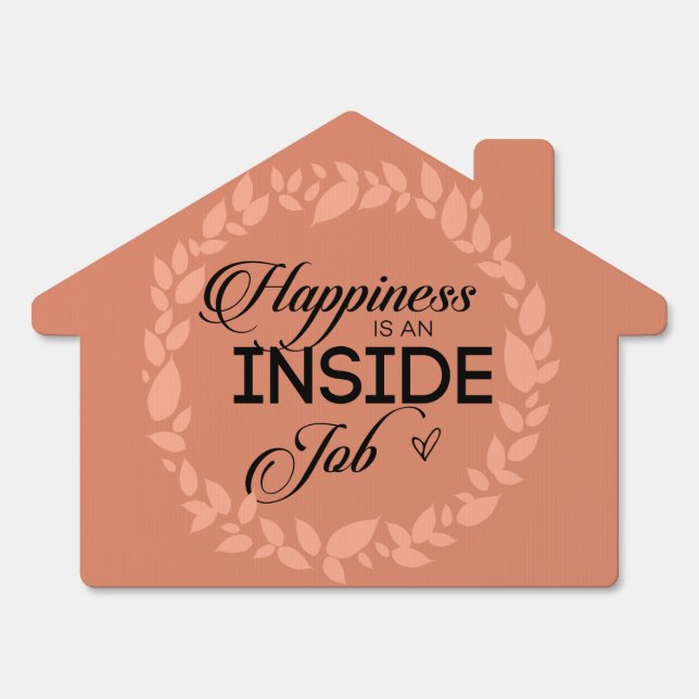Happiness Is An Inside Job Blush Wreath Sign (Front)