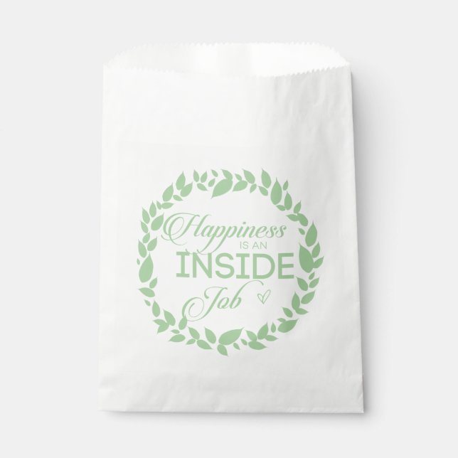 Happiness Is An Inside Job Green Wreath Favor Bag (Front)