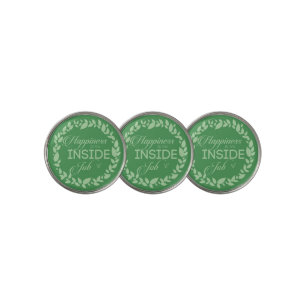 Happiness Is An Inside Job Green Wreath Golf Ball  Golf Ball Marker