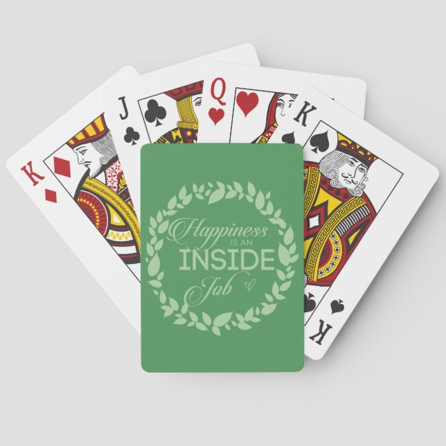 Happiness Is An Inside Job Green Wreath Poker Cards (Back)