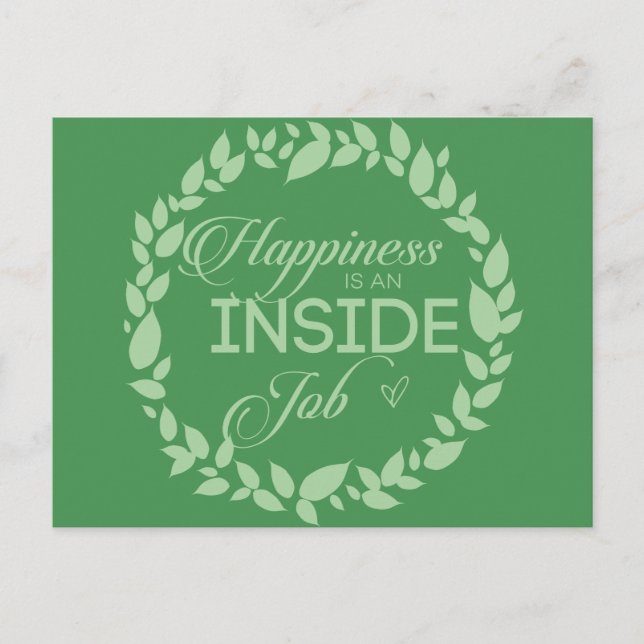 Happiness Is An Inside Job Green Wreath Postcard (Front)