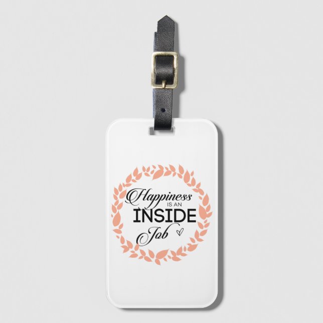 Happiness Is An Inside Job Wreath Luggage Tag (Front Vertical)