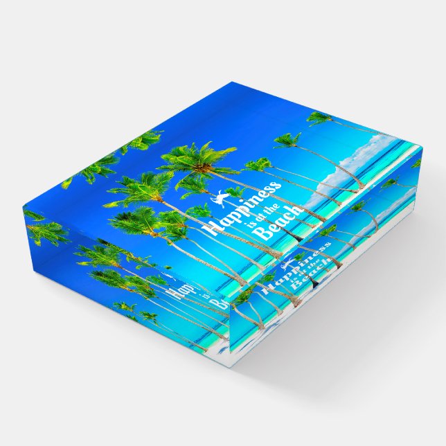 Happiness is at the Beach Paperweight (Angled)