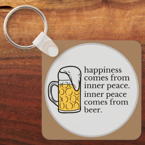 Happiness Is Beer Funny Quote Word Art  Keychain