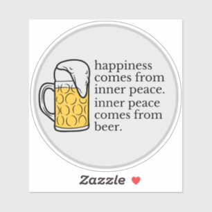 Happiness Is Beer Funny Quote Word Art Sticker