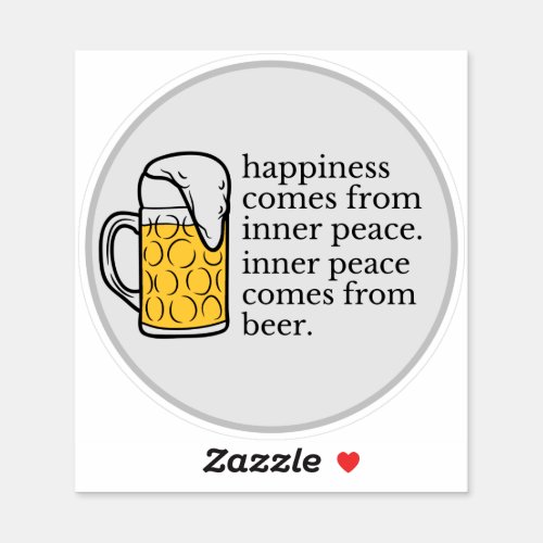 Happiness Is Beer Funny Quote Word Art   Sticker