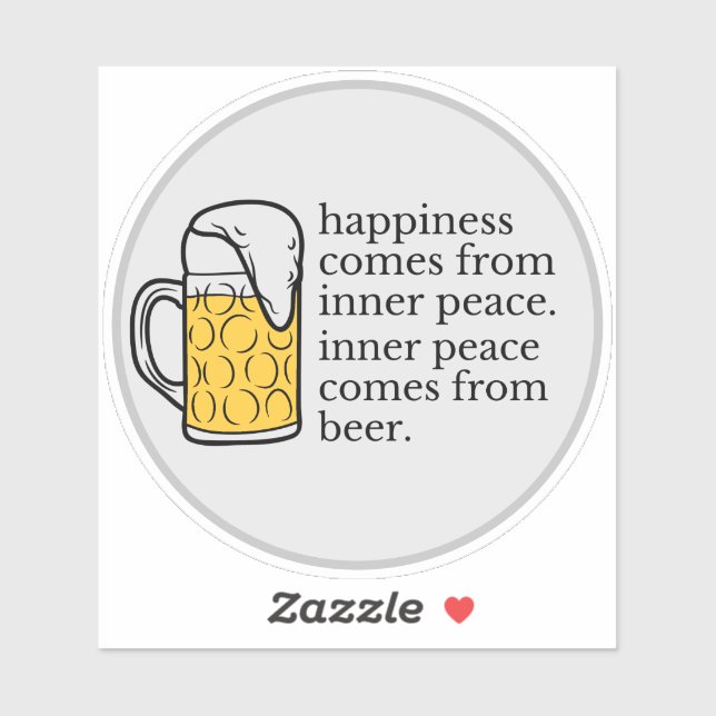 Happiness Is Beer Funny Quote Word Art   Sticker (Sheet)