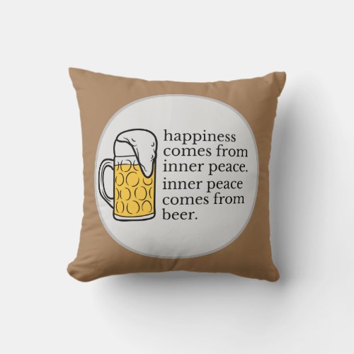 Happiness Is Beer Funny Quote Word Art  Throw Pillow