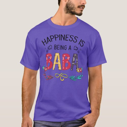 Happiness Is Being A Baba Wildflowers Valentines M T_Shirt