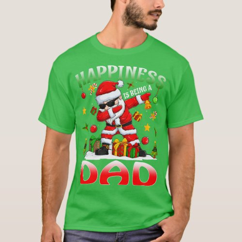 Happiness Is Being A Dad Santa Christmas T_Shirt
