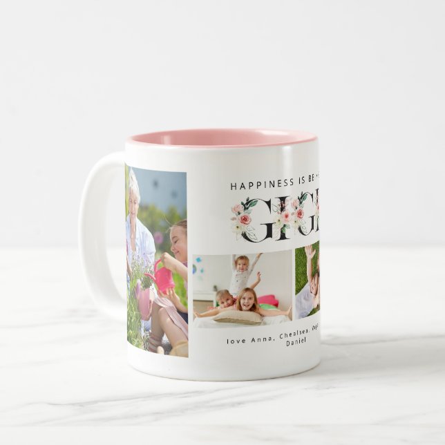 Happiness is Being a Gigi Blush Floral 4 Photo Mug (Front Left)