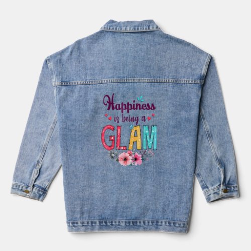 Happiness Is Being A Glam Ever Women Floral Decor  Denim Jacket