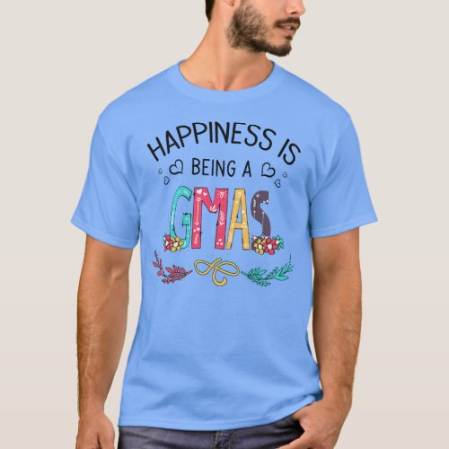 Happiness Is Being A Gmas Wildflowers Valentines M T_Shirt