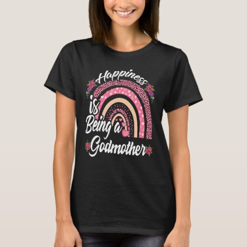 Happiness Is Being A Godmother Cute Rainbow Mother T_Shirt