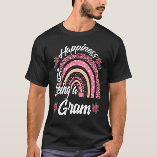 Happiness Is Being A Gram Cute Rainbow For Mothers T_Shirt