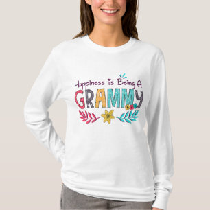 Happiness is being a Grammy Floral Decoration Gran T-Shirt