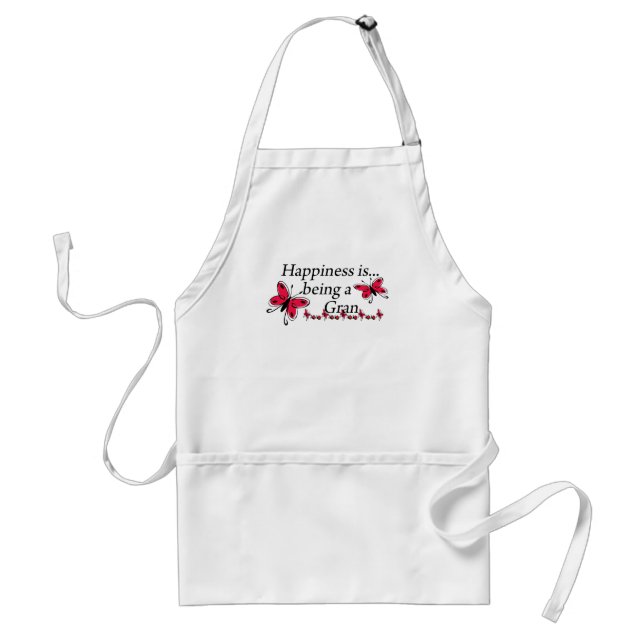 Happiness Is Being A Gran BUTTERFLY Adult Apron (Front)