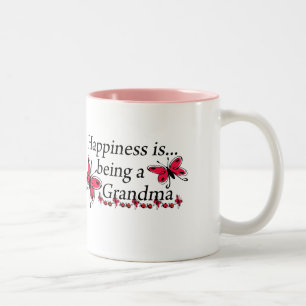 Happiness Is Being A Grandma BUTTERFLY Two-Tone Coffee Mug