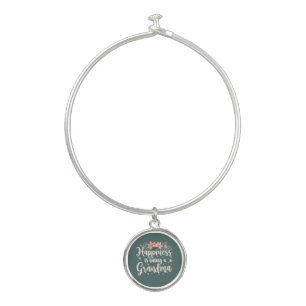 Happiness is Being a Grandma Floral Cottagecore Bangle Bracelet