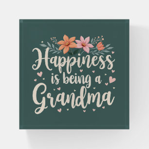  Happiness is Being a Grandma Floral Cottagecore Paperweight