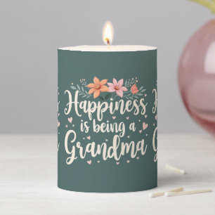 Happiness is Being a Grandma Floral Cottagecore Pillar Candle