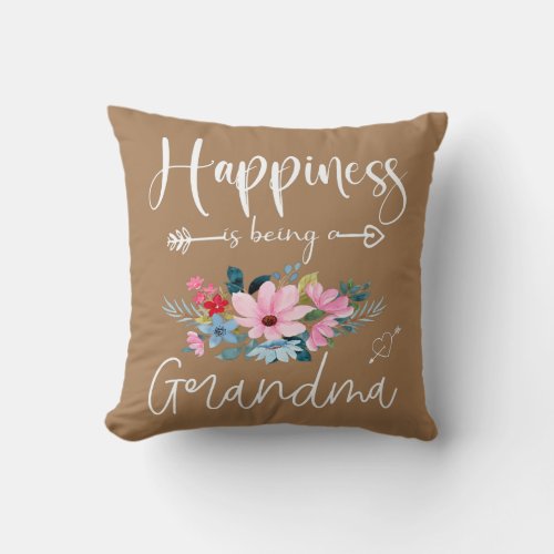 Happiness Is Being A Grandma Floral Mothers Day Throw Pillow