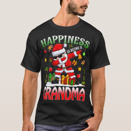 Happiness Is Being A Grandma Santa Christmas T_Shirt