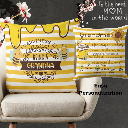 Happiness is Being a Grandma_You Are Our Sunshine Throw Pillow