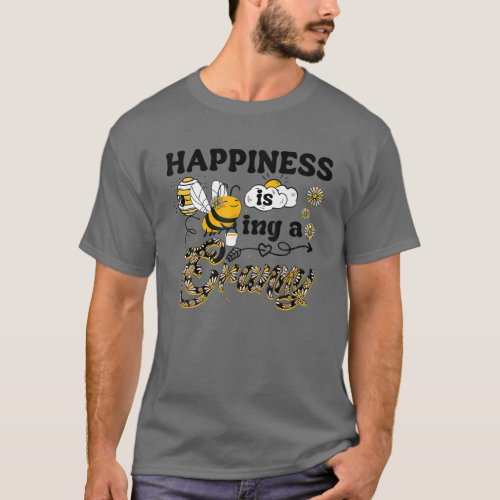 Happiness Is Being A Granny Women Honey Bee Flower T_Shirt