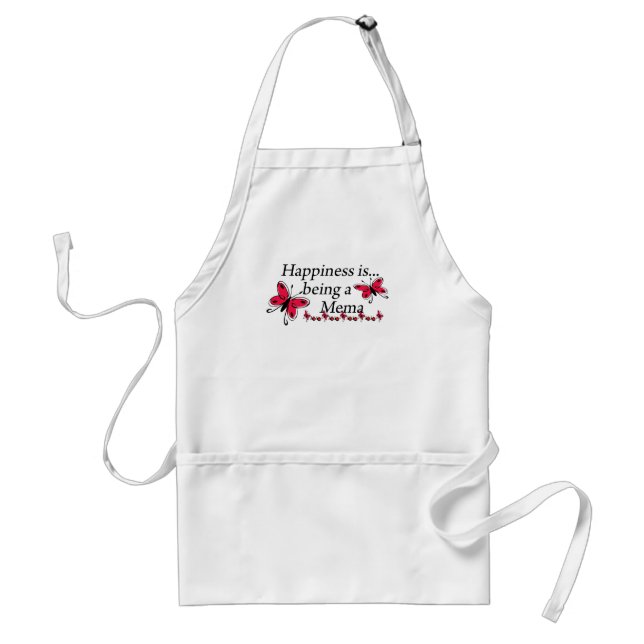 Happiness Is Being A Mema BUTTERFLY Adult Apron (Front)