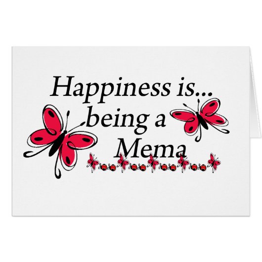 Happiness Is Being A Mema BUTTERFLY Cards (Front Horizontal)