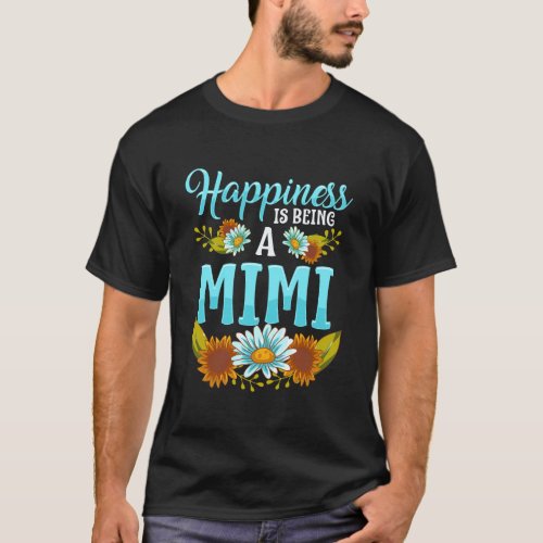 Happiness Is Being A Mimi Cute Floral Mothers Day  T_Shirt