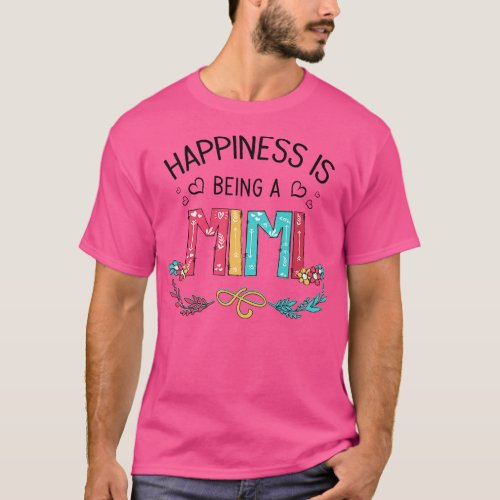 Happiness Is Being A Mimi Wildflowers Valentines M T_Shirt