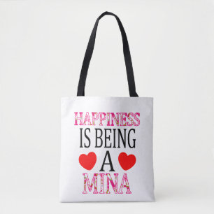 Happiness Is Being A Mina Floral Mimi Christmas Tote Bag