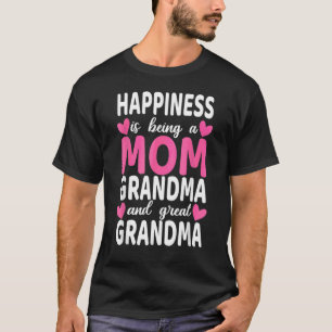 Happiness Is Being A Mom Great Grandma  Women Moth T-Shirt