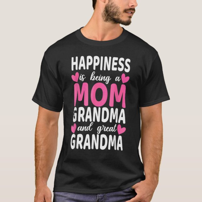 Happiness Is Being A Mom Great Grandma  Women Moth T-Shirt (Front)